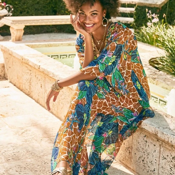 NWT LILLY PULITZER ROSIA CAFTAN BLOOMS OF PARADISE MAXI BEAUTIFUL - Picture 4 of 9
